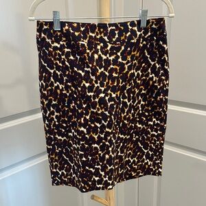 Merona Leopard Print Pencil Skirt in Black, Brown & Cream